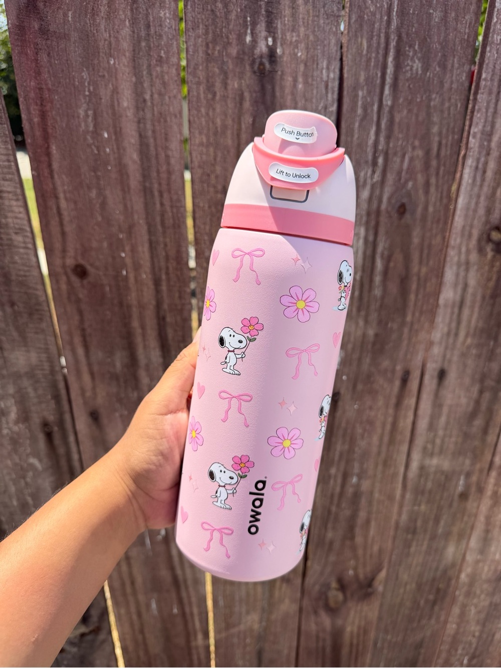 32oz Pink Floral Snoopy Stainless Steel Water Bottle
